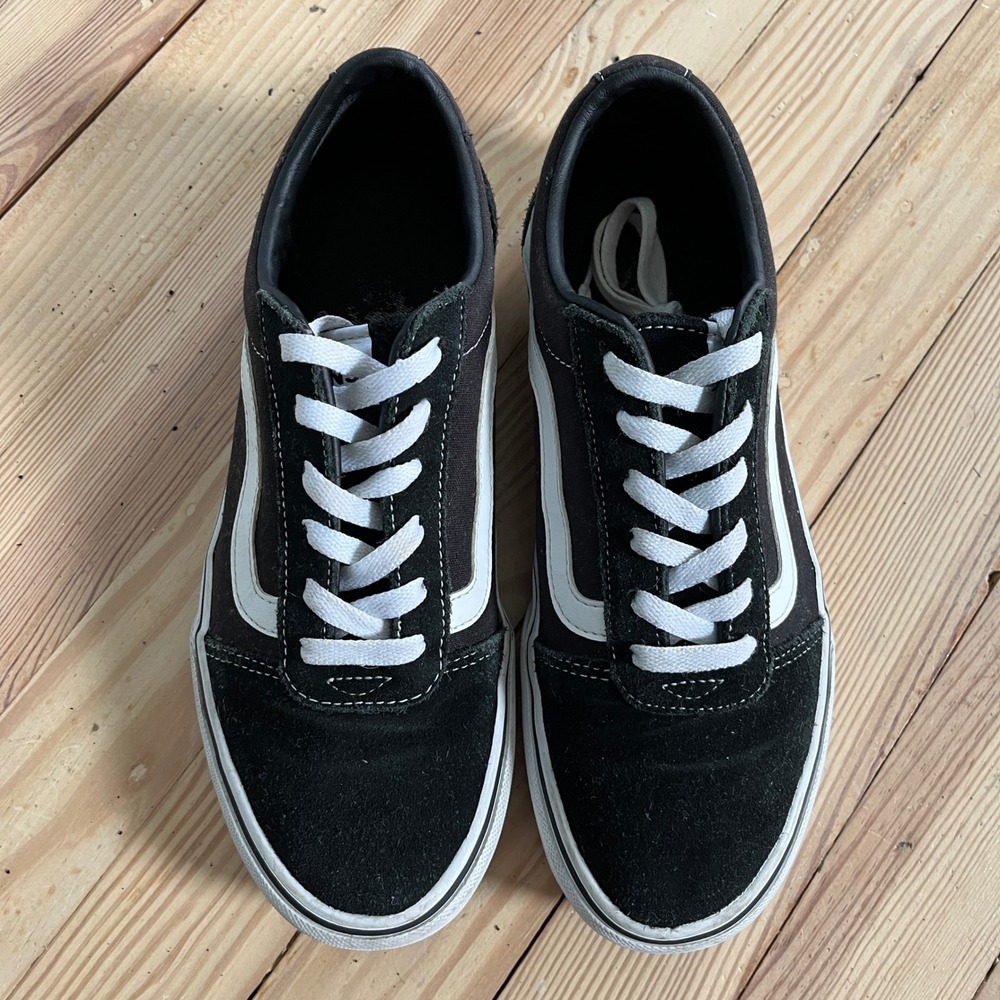 Vans Old Skool Black White Suede Canvas Low Top Skate Sneakers Womens 9.5 shoes - Picture 3 of 8